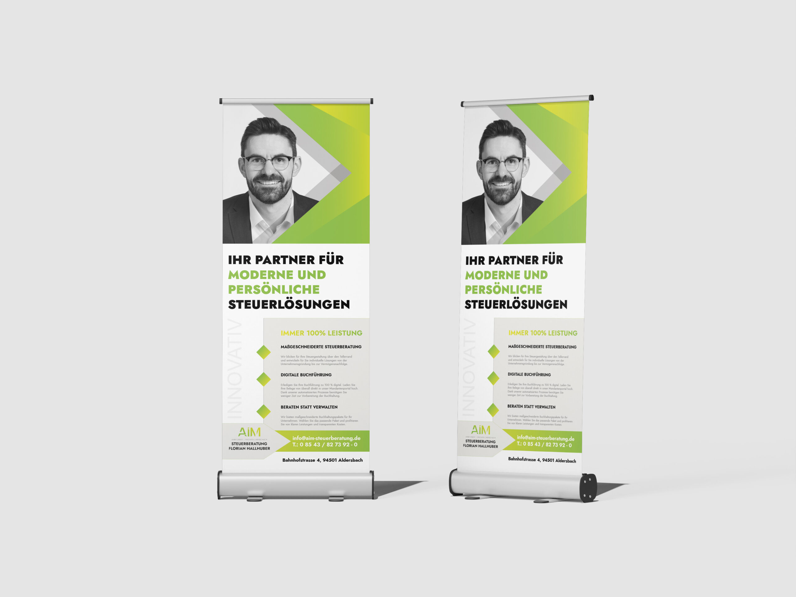 Roll Up, Werbedesign, Florian Hallhuber - AIM Steuerberatung, Aldersbach